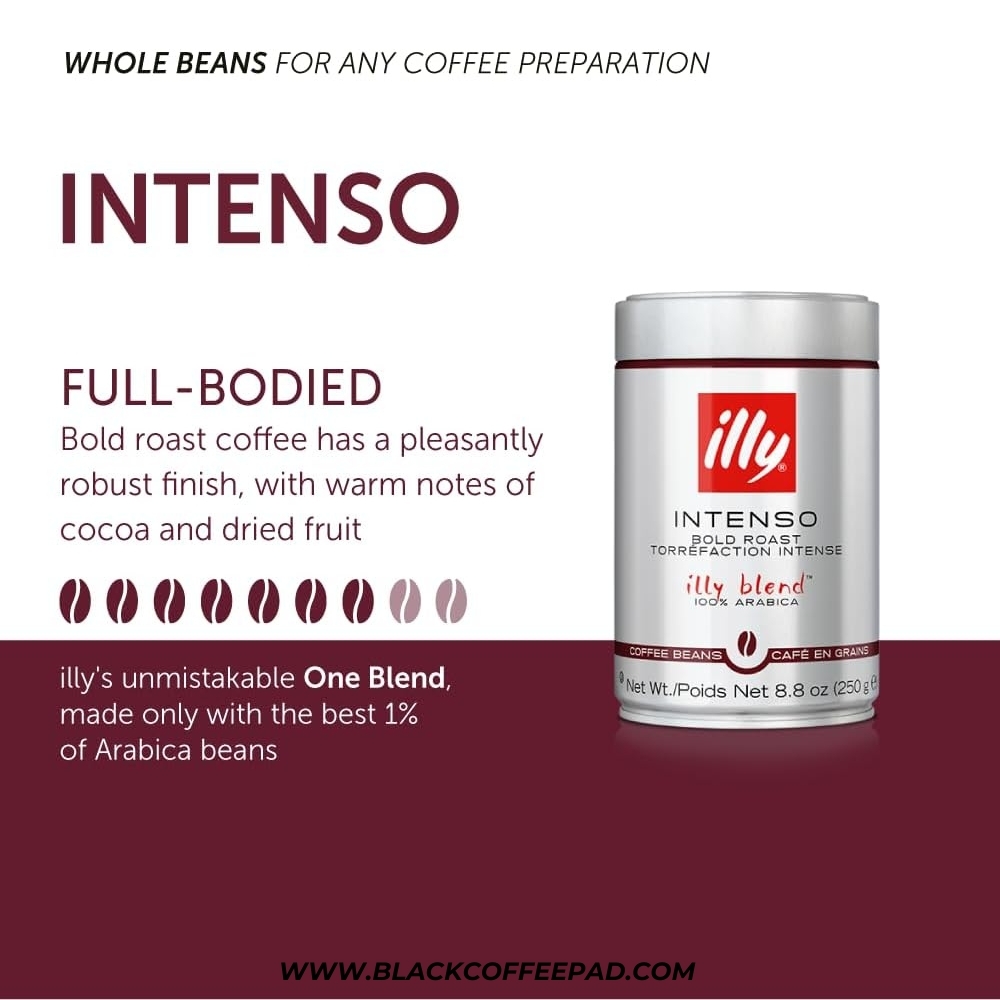  دانه قهوه ایلی اینتنسو مدل دارک رست 250 گرمی | illy Intenso Bold Roast Coffee Bean 250g 