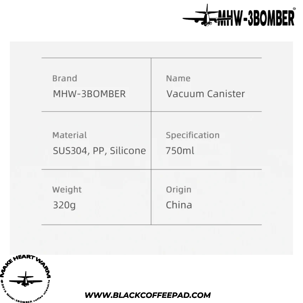  بانکه ام اچ دبلیو تری بمبر مدل وکیوم گنجایش 750 میلی لیتر | MHW-3BOMBER Coffee Manual Vacuum Storage Canister 