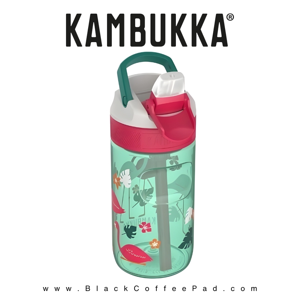  قمقمه کامبوکا بچه گانه نی دار مدل لاگون ۴۰۰ میلی لیتر | KAMBUKKA Pink Flamingo lagoon Bottle400 ml 