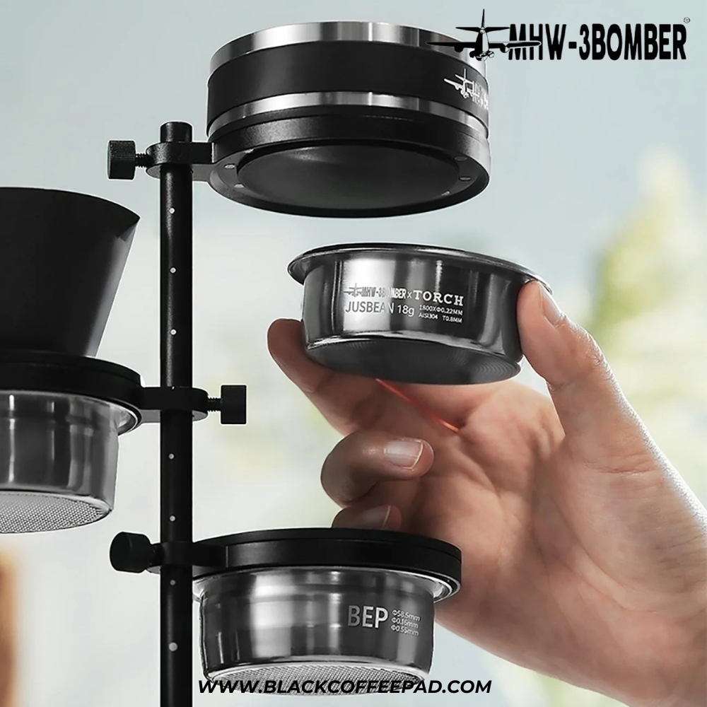 استند نگهدارنده ی بسکت پرتافیلتر و اکسسوری قهوه مدل 4 طبقه مگنتی | MHW-3BOMBER Magnetic Storage Stand
