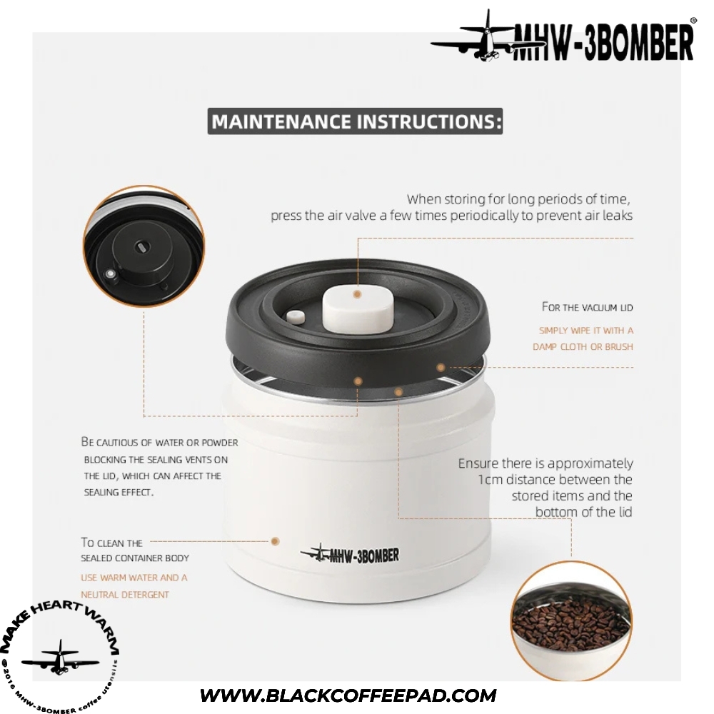  بانکه ام اچ دبلیو تری بمبر مدل وکیوم گنجایش 750 میلی لیتر | MHW-3BOMBER Coffee Manual Vacuum Storage Canister 