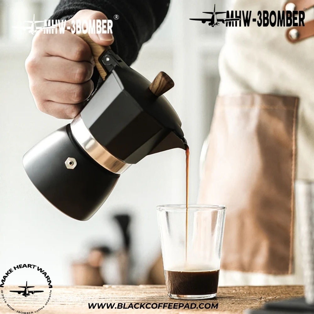  موکاپات بمبر مدل 6 کاپ گنجایش 600 میلی لیتر | MHW-3BOMBER Moka Pot Black -300ML 