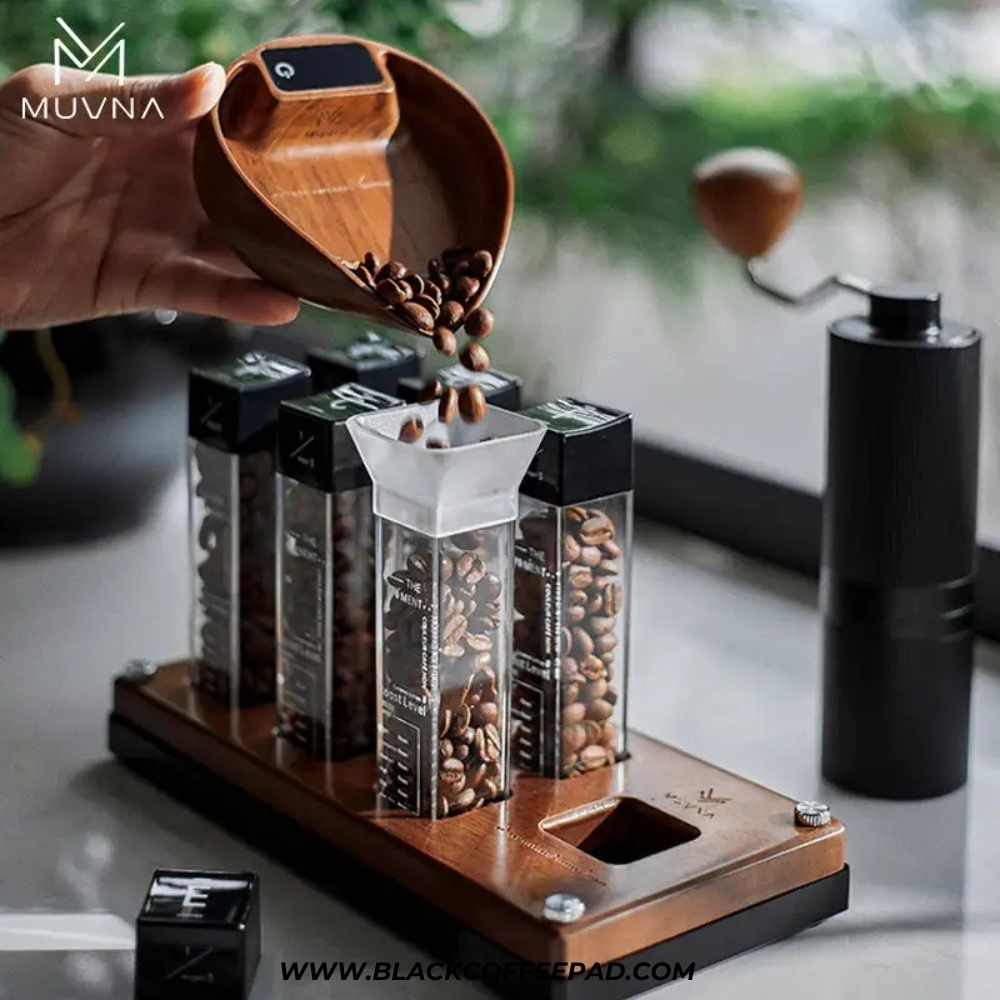  دوزینگ اسکیل قهوه موونا مدل چوبی همراه با اسپری آب | MUVNA Electronic Scale Coffee Bean Tray-Walnut 