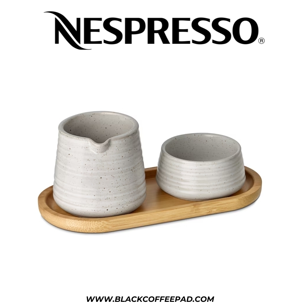  ست سرو نسپرسو ( سینی چوبی , ظرف شیر و شکر ) | Nespresso Serving Set 