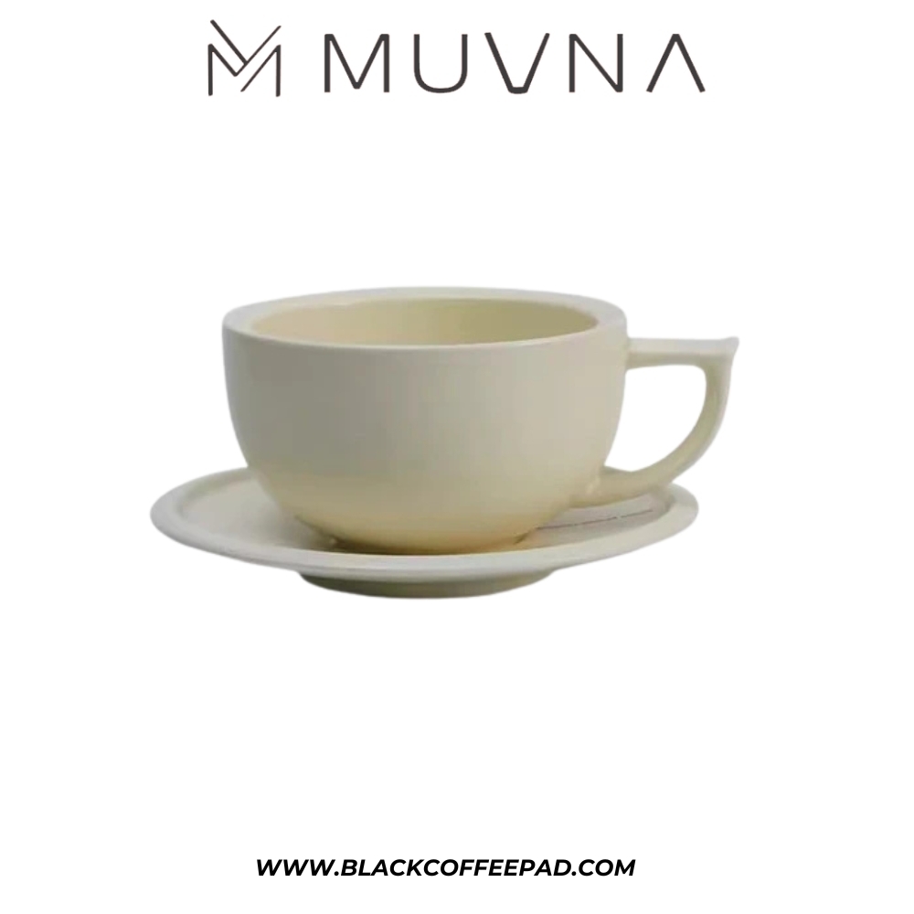    کاپ لته موونا مدل سرامیکی کرم 280 میلی لیتر | MUVNA Latte Cup Premium Ceramic Coffee Cappuccino Cup 