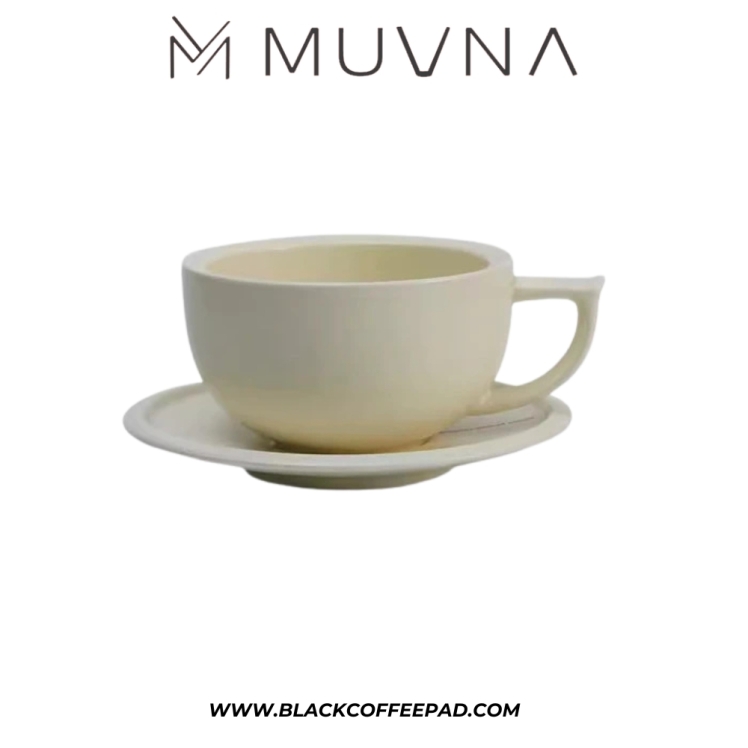   کاپ لته موونا مدل سرامیکی کرم 280 میلی لیتر | MUVNA Latte Cup Premium Ceramic Coffee Cappuccino Cup