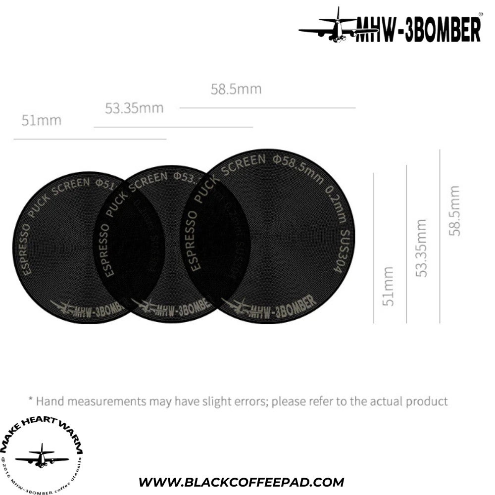  پاک اسکرین تیتانیوم بمبر با سوراخ وسط ضخامت 0.2 میلی متر قطر 58.5 | 0.2 MM MHW-3BOMBER Espresso Puck Screen With Round H 