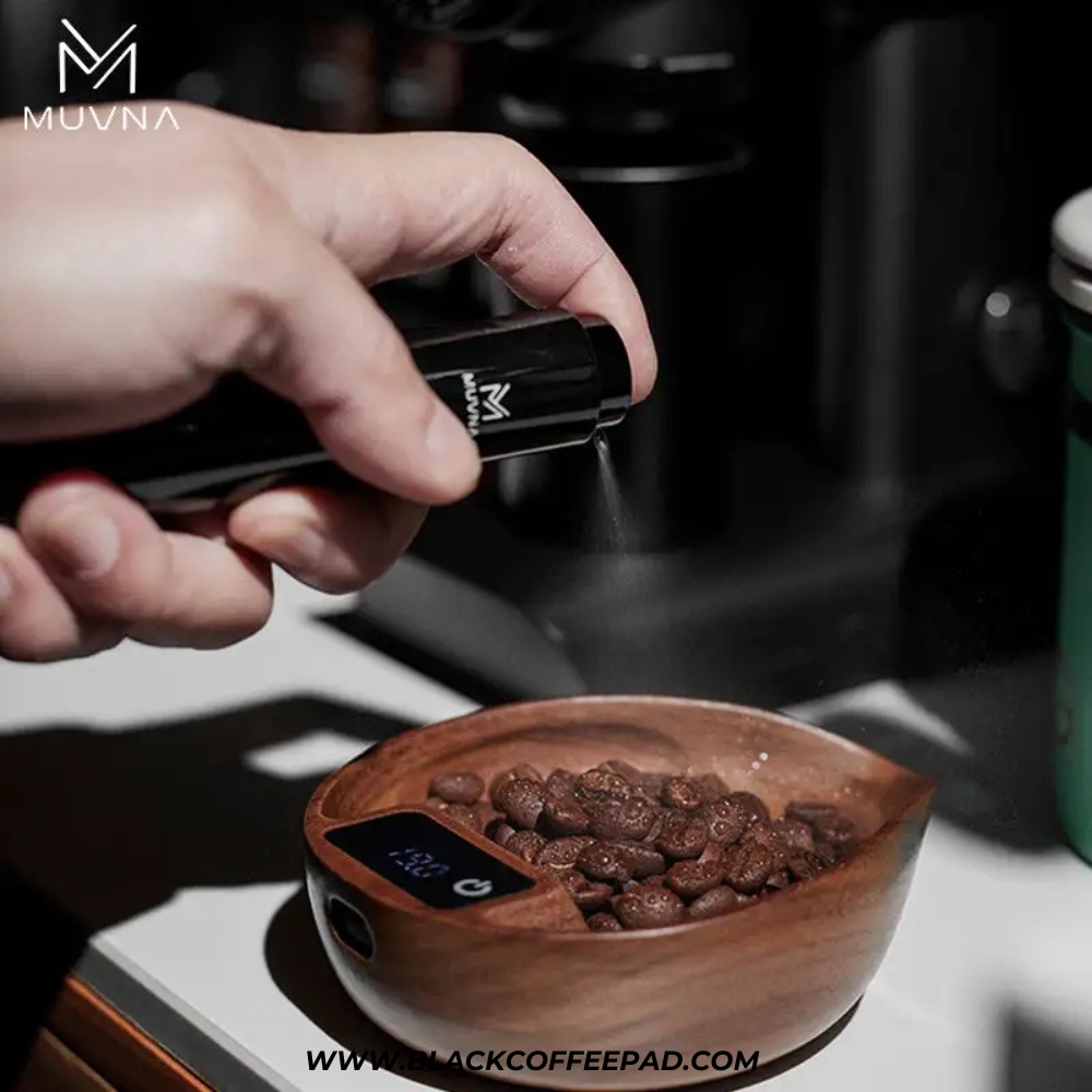  دوزینگ اسکیل قهوه موونا مدل چوبی همراه با اسپری آب | MUVNA Electronic Scale Coffee Bean Tray-Walnut 