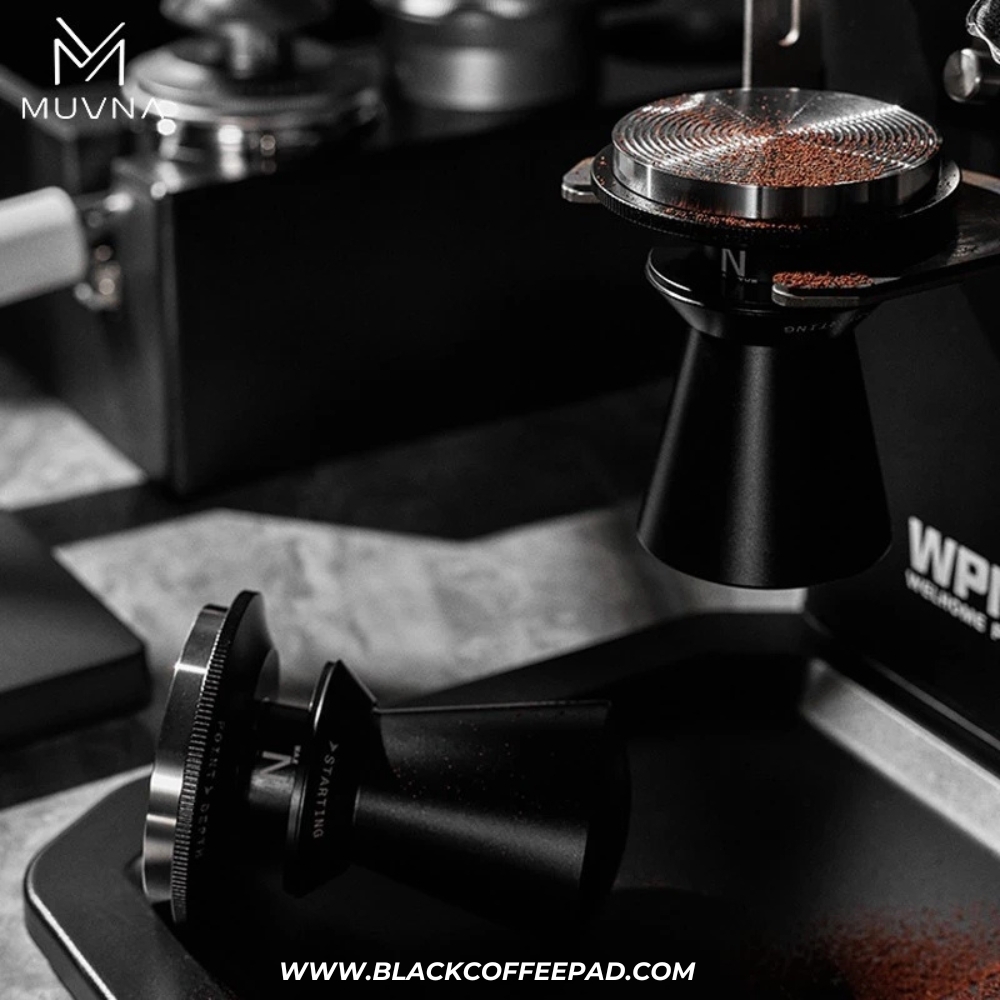  تمپر قهوه موونا مدل فنری شیاردار سایز 58.35 چوبی | MUVNA Adjustable Spring Constant Even Tamping 