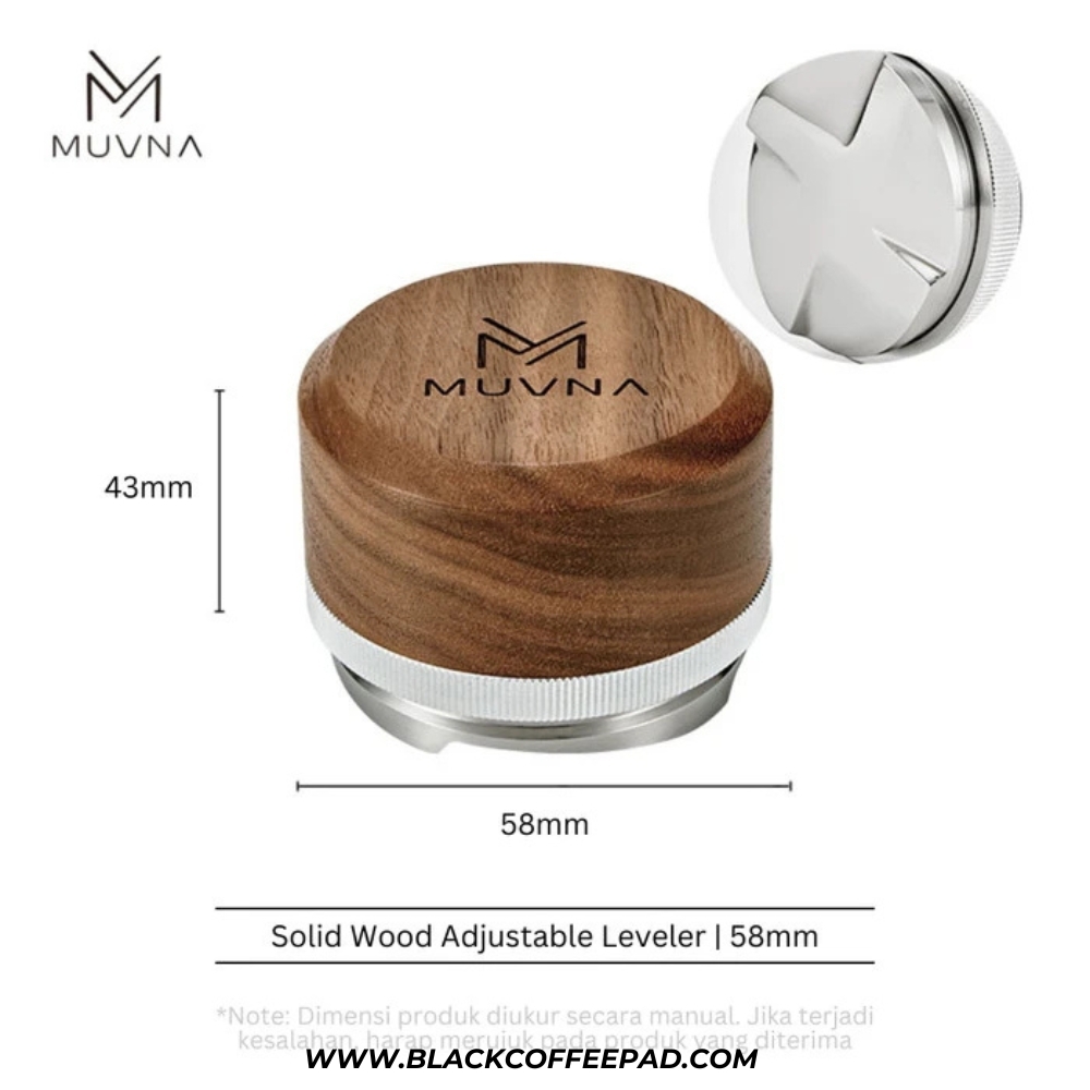 لولر دیستریبیوتر قهوه موونا مدل چوب گردو قابل نتظیم سایز 58.35 میلی متر | MUVNA Walnut Espresso Distributor 58.35 mm 