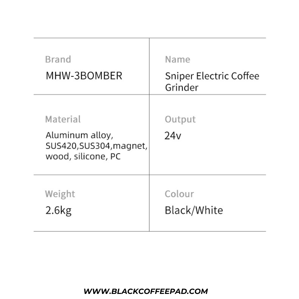 آسیاب قهوه بمبر مدل Sniper (G6152B-OS) مشکی مات | MHW-3BOMBER Sniper Electric Coffee Grinder