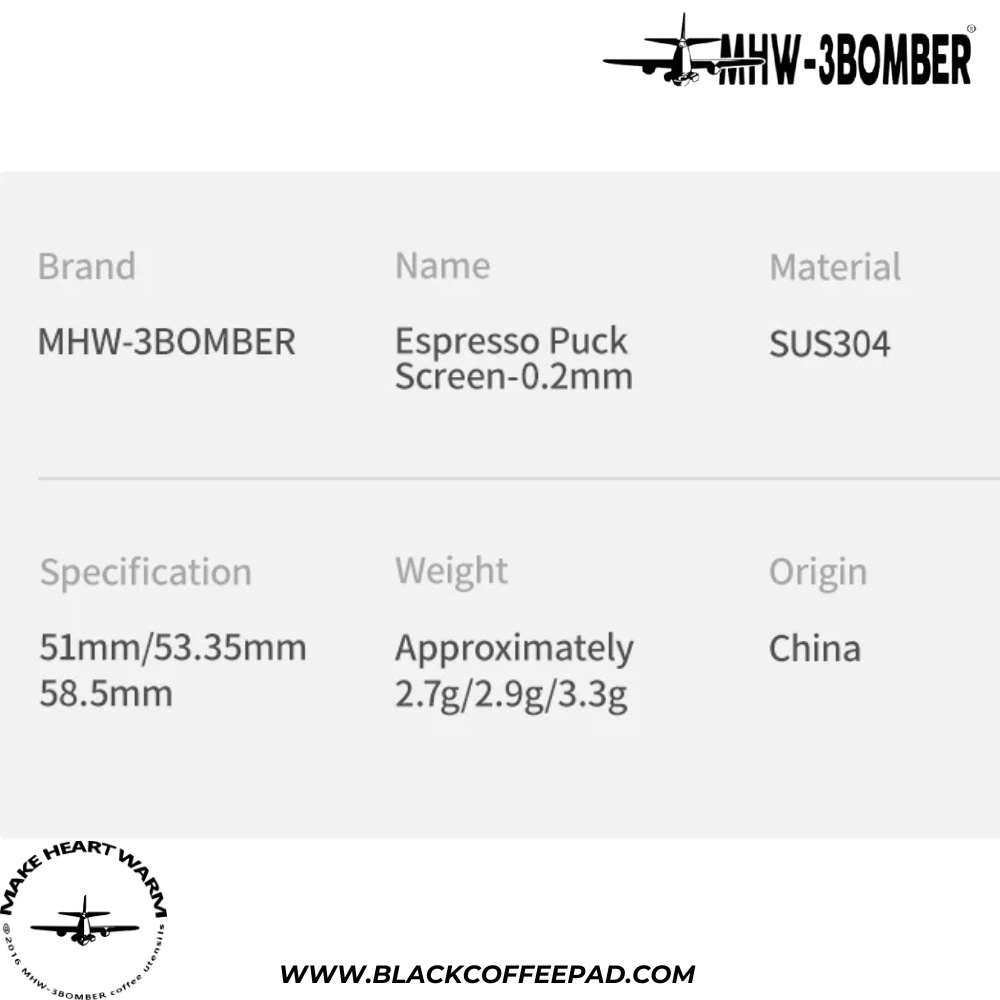  پاک اسکرین تیتانیوم بمبر با سوراخ وسط ضخامت 0.2 میلی متر قطر 58.5 | 0.2 MM MHW-3BOMBER Espresso Puck Screen With Round H 