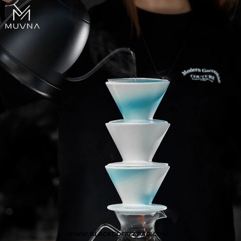  v60 سرامیکی مدل ژینگوو سرامیکی بنفش | MUVNA Ceramic xingwo V60 purple Coffee Pour Over Manual Brew 