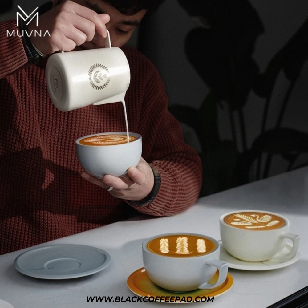    کاپ لته موونا مدل سرامیکی کرم 280 میلی لیتر | MUVNA Latte Cup Premium Ceramic Coffee Cappuccino Cup 