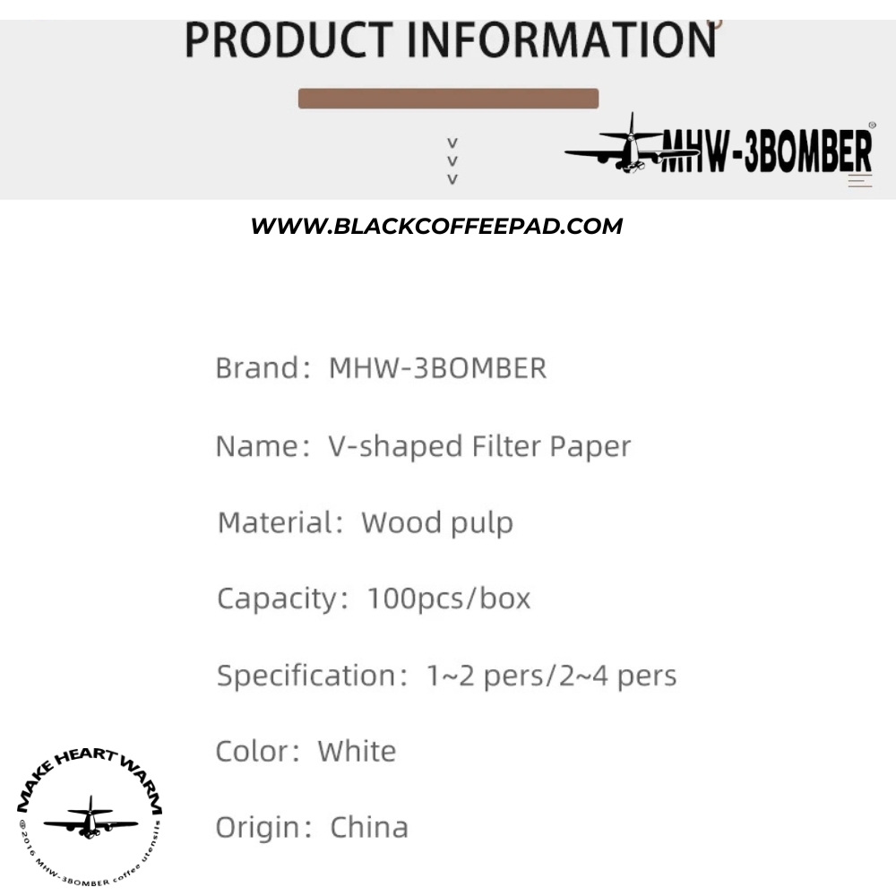 فیلتر کاغذی v60 بمبر سایز 01 صد عددی | MHW-3BOMBER Cone Coffee Filter Paper