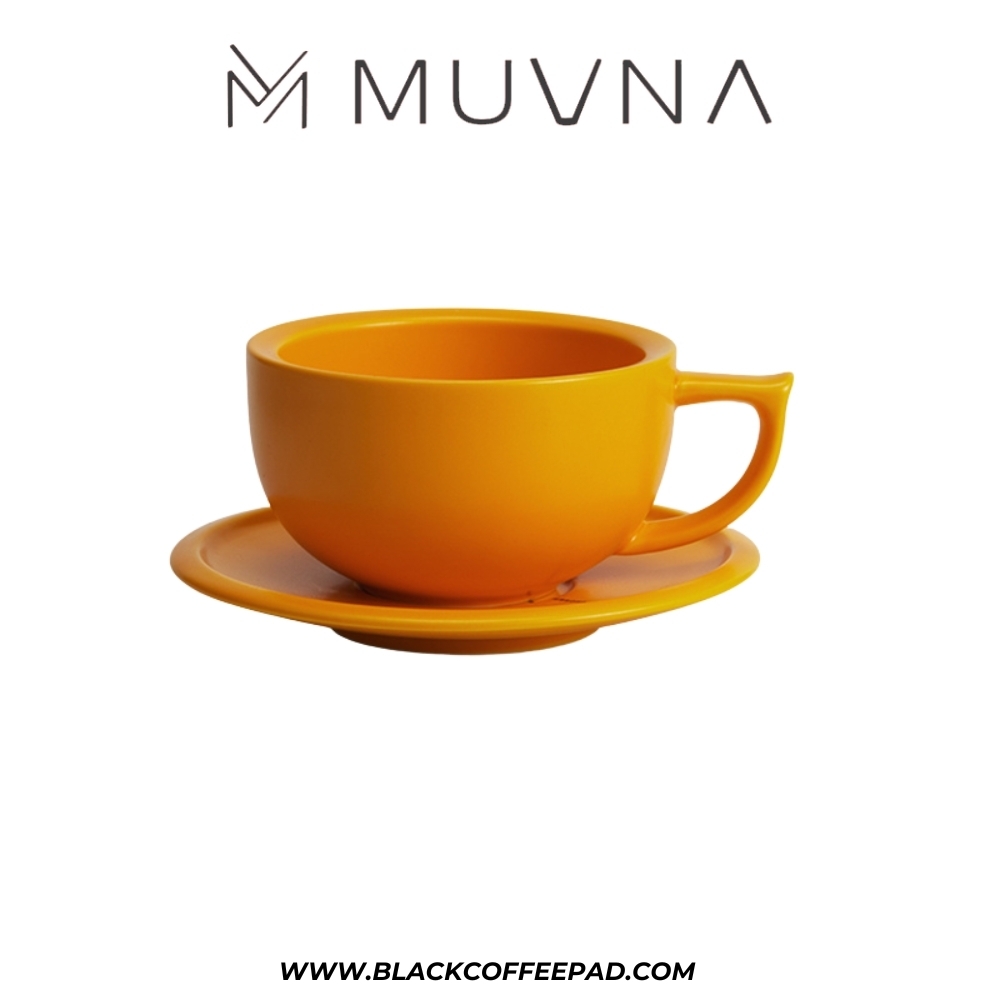   کاپ لته موونا مدل سرامیکی نارنجی 280 میلی لیتر | MUVNA Latte Cup Premium Ceramic Coffee Cappuccino Cup 
