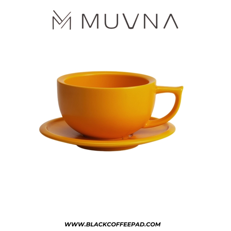  کاپ لته موونا مدل سرامیکی نارنجی 280 میلی لیتر | MUVNA Latte Cup Premium Ceramic Coffee Cappuccino Cup