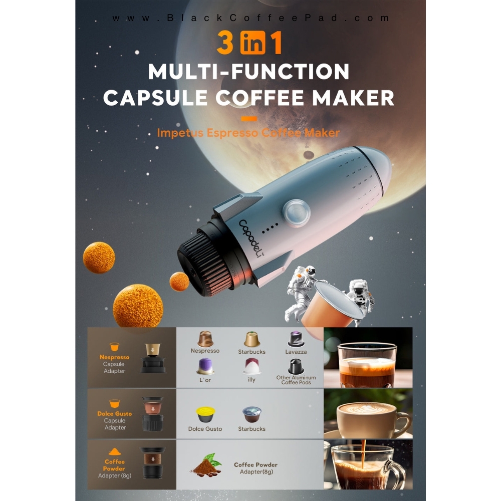 اسپرسوساز شارژی مسافرتی ایکافیلاس 3 کاره | CAPADELI IMPETUS Portable Coffee Maker 