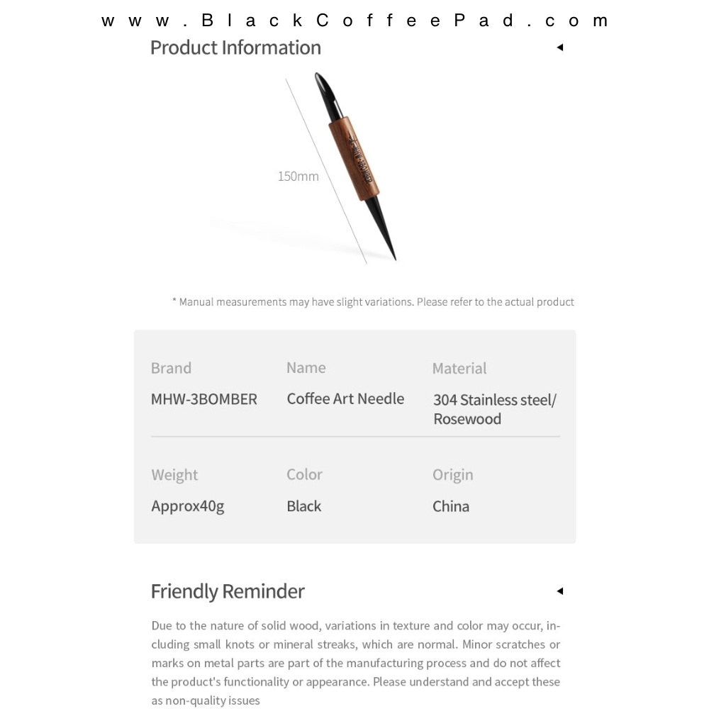  قلم لته آرت بمبر | MHW-3BOMBER Coffee Latte Art Needles Pen 