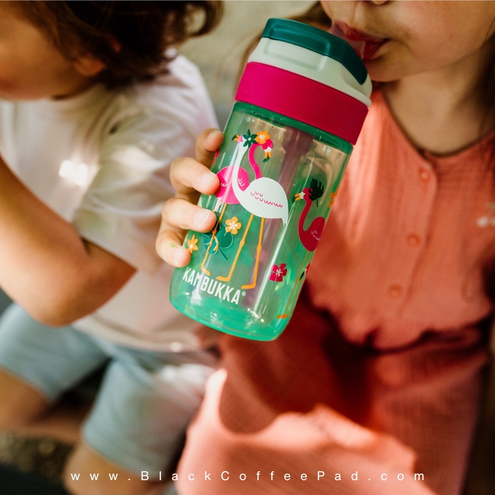  قمقمه کامبوکا بچه گانه نی دار مدل لاگون ۴۰۰ میلی لیتر | KAMBUKKA Pink Flamingo lagoon Bottle400 ml 
