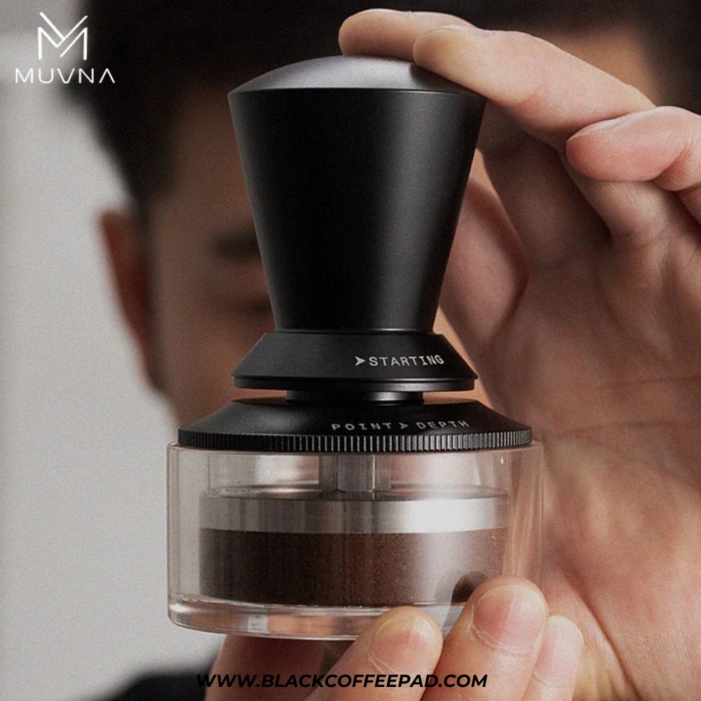  تمپر قهوه موونا مدل فنری شیاردار سایز 58.35 چوبی | MUVNA Adjustable Spring Constant Even Tamping 