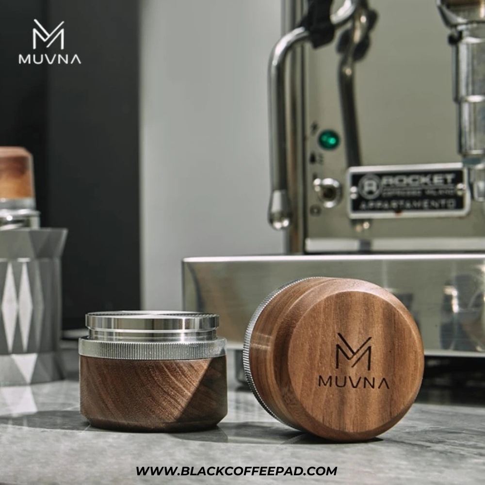  لولر دیستریبیوتر قهوه موونا مدل چوب گردو قابل نتظیم سایز 58.35 میلی متر | MUVNA Walnut Espresso Distributor 58.35 mm 
