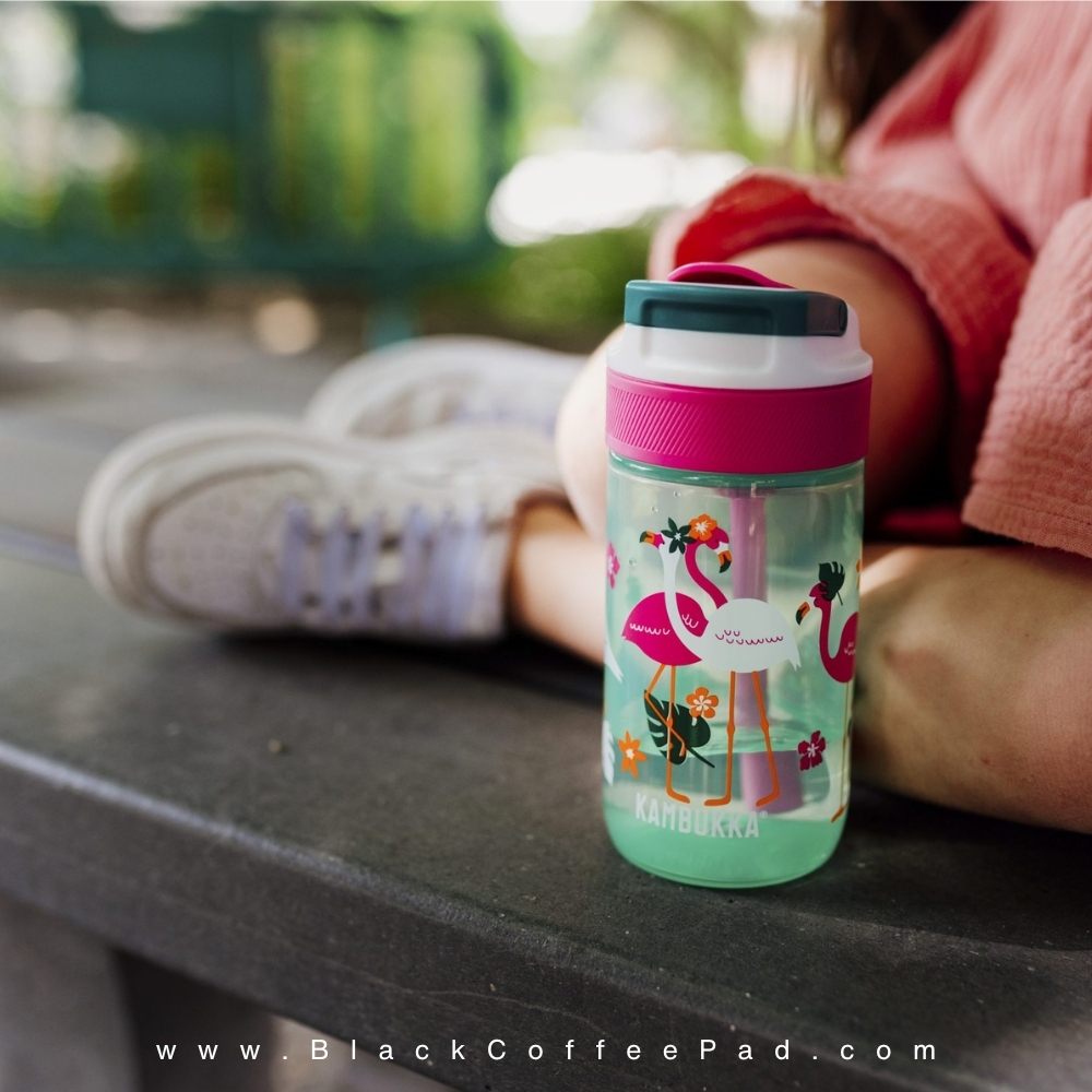  قمقمه کامبوکا بچه گانه نی دار مدل لاگون ۴۰۰ میلی لیتر | KAMBUKKA Pink Flamingo lagoon Bottle400 ml 
