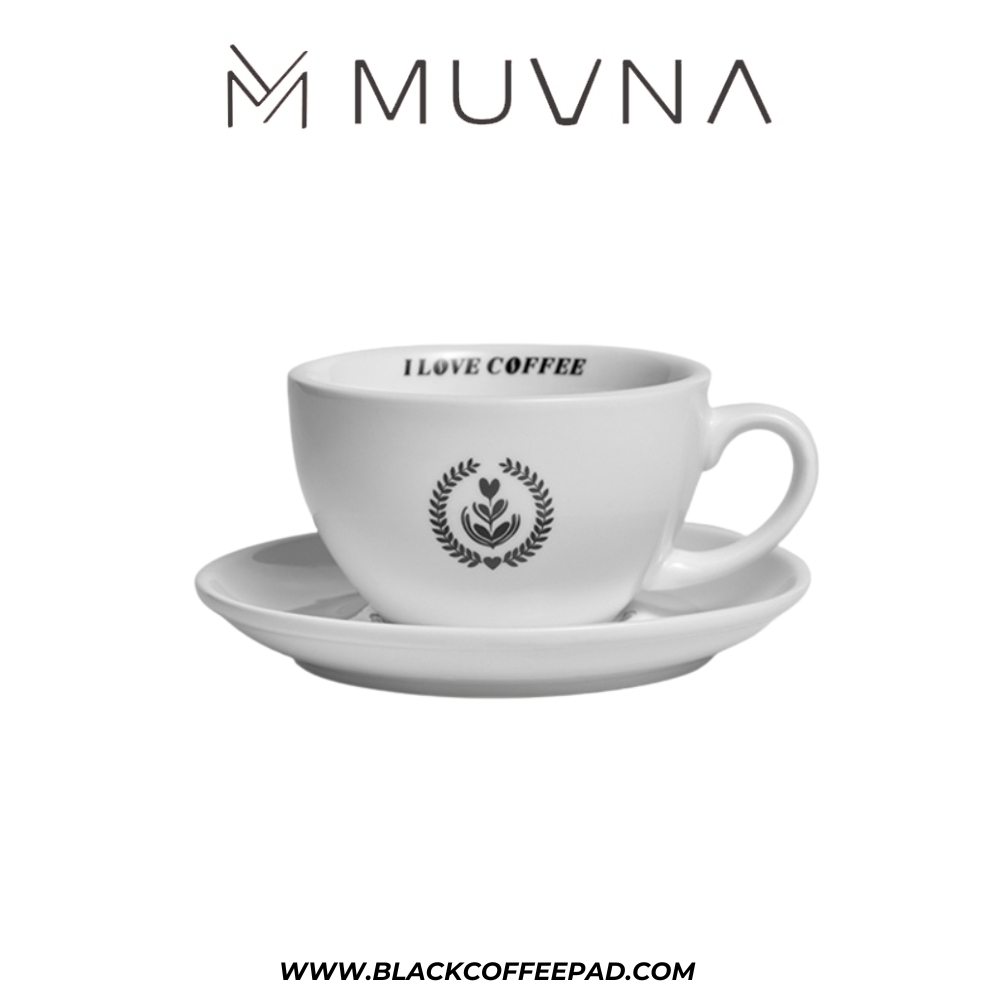  کاپ لته موونا مدل سرامیکی سفید 280 میلی لیتر | MUVNA Latte Cup Premium Ceramic Coffee Cappuccino Cup 