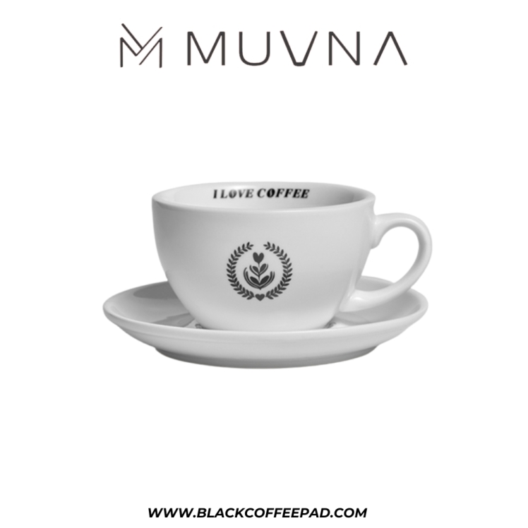 کاپ لته موونا مدل سرامیکی سفید 280 میلی لیتر | MUVNA Latte Cup Premium Ceramic Coffee Cappuccino Cup