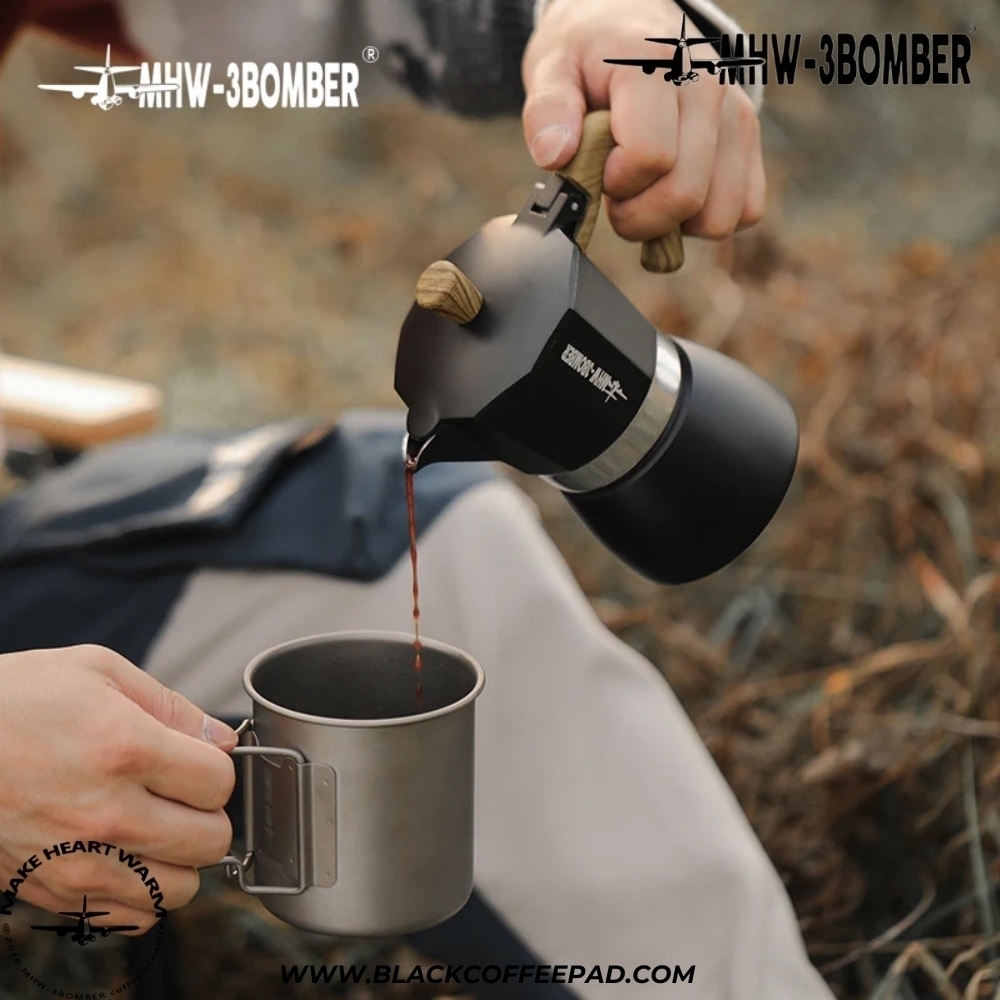  موکاپات بمبر مدل 6 کاپ گنجایش 600 میلی لیتر | MHW-3BOMBER Moka Pot Black -300ML 