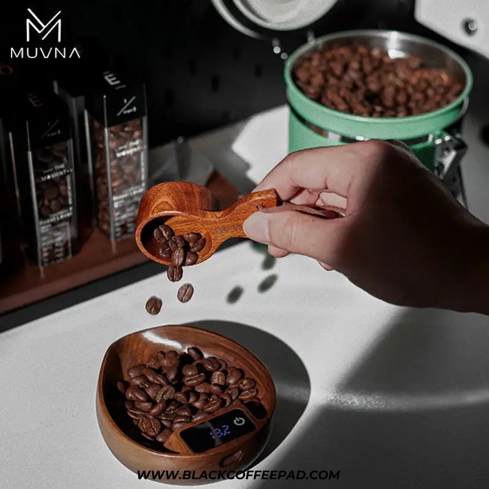  دوزینگ اسکیل قهوه موونا مدل چوبی همراه با اسپری آب | MUVNA Electronic Scale Coffee Bean Tray-Walnut 