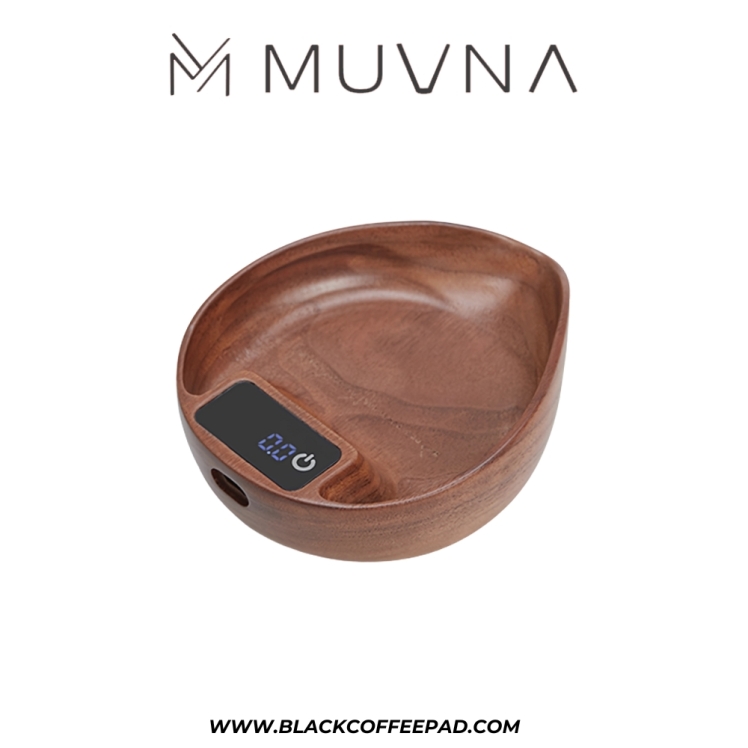 دوزینگ اسکیل قهوه موونا مدل چوبی همراه با اسپری آب | MUVNA Electronic Scale Coffee Bean Tray-Walnut