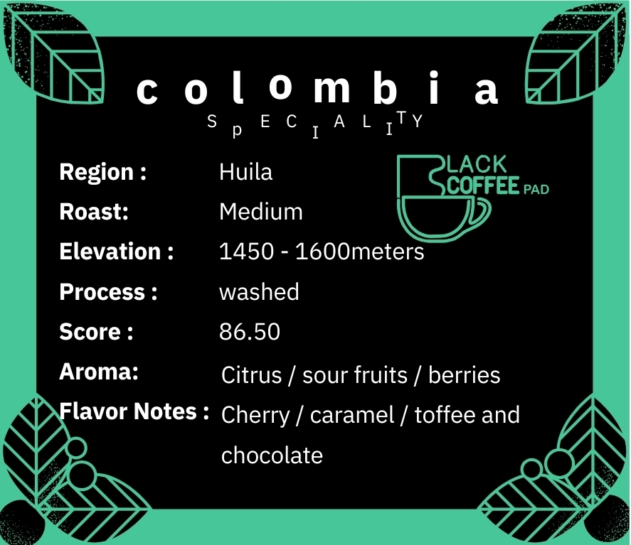  دانه قهوه اسپشالتی کلمبیا هویلا 100 گرم | Colombia Huila Specialty Coffee Bean 