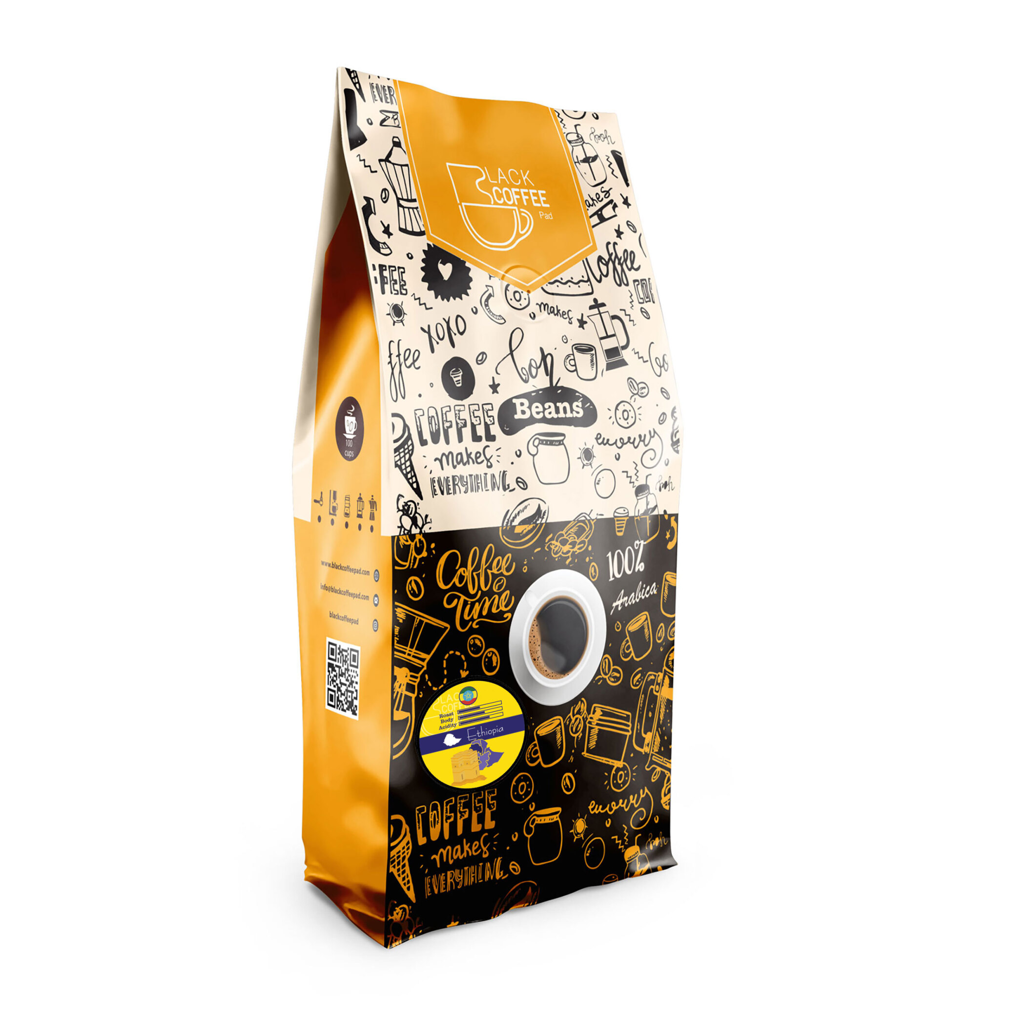  دانه قهوه اتیوپی | Ethiopia Coffee Beans یک کیلوگرم | بلک کافی 