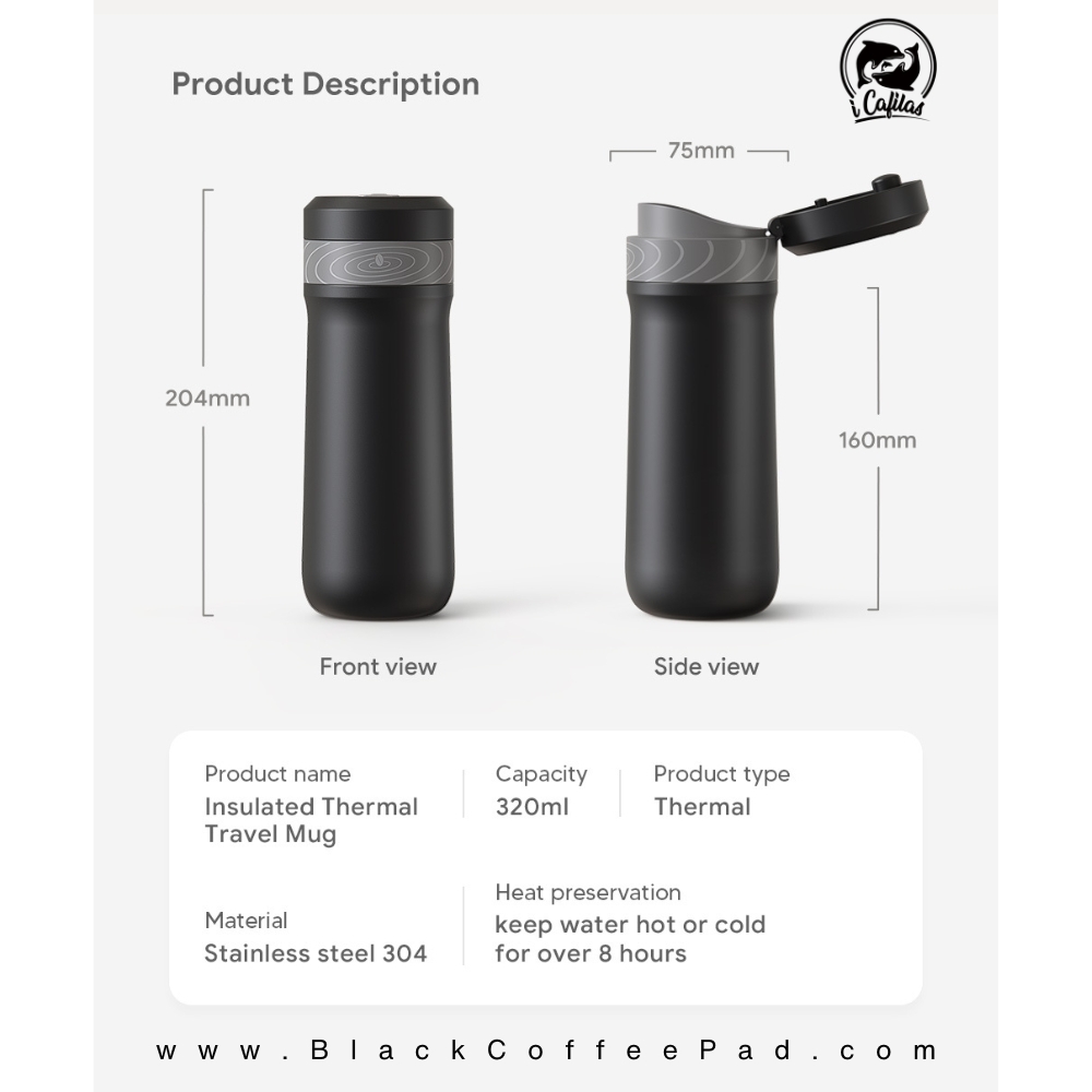  تراول ماگ آی کافیلاس مدل Insulated Thermal گنجایش 0.32 لیتر | Insulated Thermal Travel Mug 0.32 Litr 
