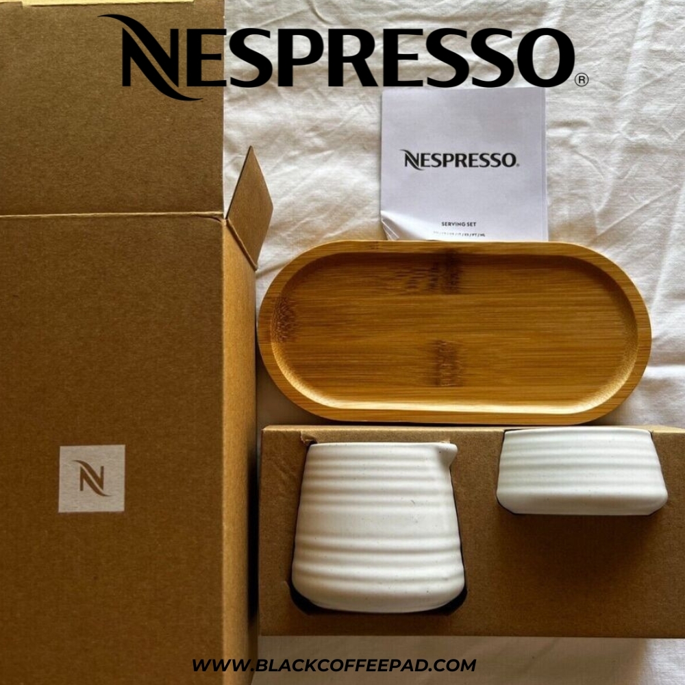  ست سرو نسپرسو ( سینی چوبی , ظرف شیر و شکر ) | Nespresso Serving Set 