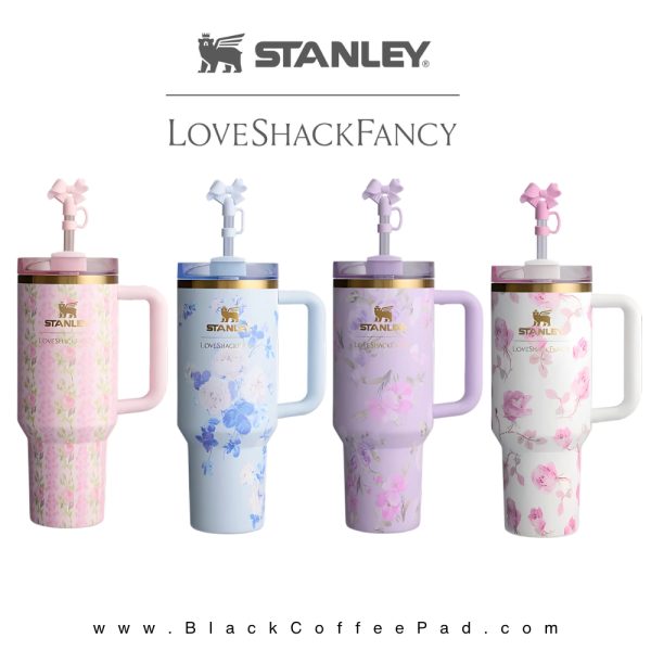   تراول ماگ استنلی مدل لاو شک فنسی گنجایش 1.18 لیتر (اورجینال - لیمیتد ادیشن) | The Stanley X LoveShackFancy Holiday Quencher 40 OZ Limited edition