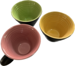 فنجان و نعلبکی سرامیکی مشکی داخل رنگی شیاردار (شش عددی)