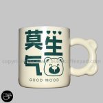 ماگ فانتزی سرامیک سفید ساده خرسی | Simple white bear ceramic fantasy mug