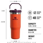 ماگ استنلی سری THE ICEFLOW مدل FLIP STRAW TUMBLER حجم 880 میلی لیتر (اورجینال)